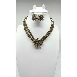 Heidi Daus Necklace Earring Set Vintage Swarovski Crystal Smoky Quartz Necklace